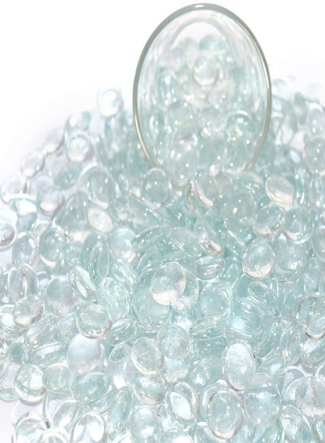 VANNEF® Decorative Glass Gems, Blue and Turquoise Mixed Colours, Round Flat Marbles, (400 gm Aqua & Clear) - Image 5